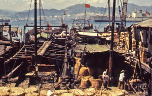 Older boats near Hong Kong harbor