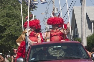 Float with The Hat Sisters, Tim O'Connor (left) and John Michael Gray : Provincetown Carnival parade