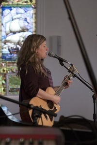 Dar Williams, at sound check at the First Congregational Church in Wellfleet