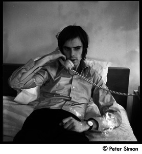 Nicky Hopkins (keyboardist for Jeff Beck Group) on the phone