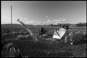 Tent and grounds at the Nevada Test Site peace encampment