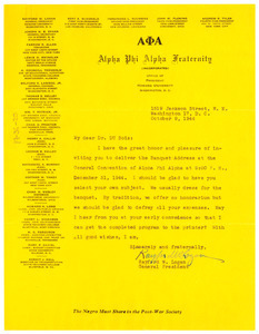 Letter from Alpha Phi Alpha Fraternity to W. E. B. Du Bois