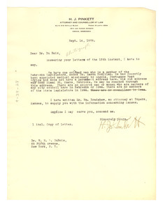 Letter from H. J. Pinkett to W. E. B. Du Bois