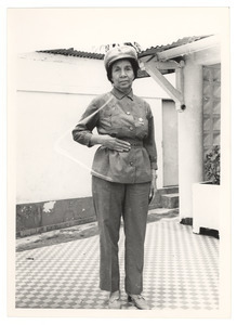 Shirley Graham Du Bois standing in military uniform