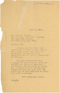 Letter from W. E. B. Du Bois to Fontainebleau School of Music