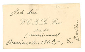 Visiting card of W. E. B. Du Bois