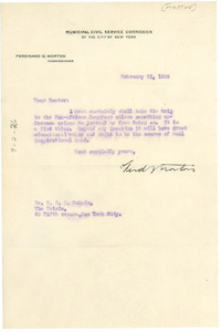 Letter from Ferdinand Q. Morton to W. E. B. Du Bois