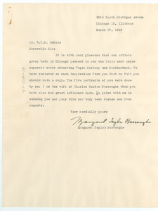 Letter from Margaret Taylor Burroughs to W. E. B. Du Bois
