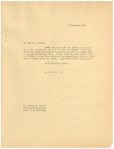 Letter from W. E. B. Du Bois to Joseph S. Cotter