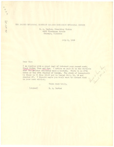 Letter from R. A. Carter to W. E. B. Du Bois