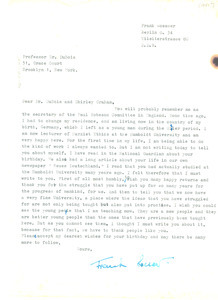 Letter from Frank Loesser to W. E. B. Du Bois