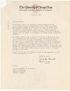 Letter from University of Chicago Press to W. E. B. Du Bois