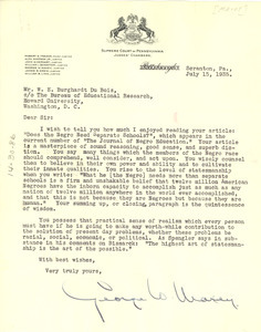 Letter from George W. Maxey to W. E. B. Du Bois
