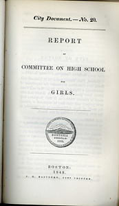 Report of the Committee on a High School for Girls