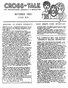 Cross-Talk: The Gender Community’s News & Information Monthly, No.30 (November, 1991)