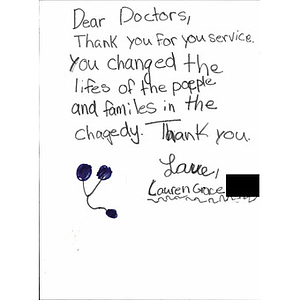 Letter addressed to the doctors of Boston from a child in California
