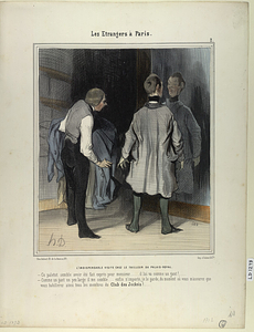 L' INDISPENSABLE VISITE CHEZ LE TAILLEUR DU PALAIS-ROYAL. - Ce paletot semble avoir été fait exprès pour monsieur..... il lui va comme un gant!..... - Comme un gant un peu large il me semble... enfin n'importe; je le garde, du moment où vous m'assurez que vous habillerez ainsi tous les membres du Club des Jockeis!...