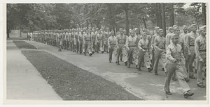 Army Air Corps trainees marching at Springfield College (July 1943)