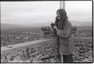 Bruce Geisler at Poets Seat Tower, looking over the town of Greenfield