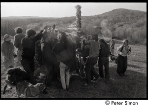 Revelers dancing around the Maypole, Packer Corners commune