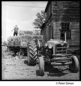 Haying in Virginia: bales on a flatbed awaiting the barn