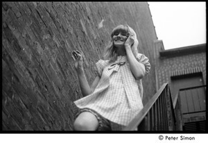 Karen Helberg, descending a staircase, York, Pa.