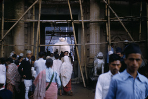 Scaffolding at temple entrance