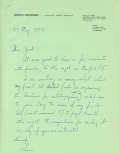 Letter from Kenneth Donaldson to Judi Chamberlin