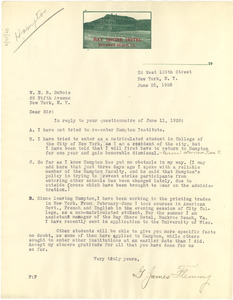 Letter from G. James Fleming to W. E. B. Du Bois