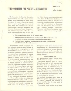 Committee for Peaceful Alternatives brochure