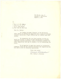 Letter from Mrs. Aubrey E. Hackshaw to W. E. B. Du Bois