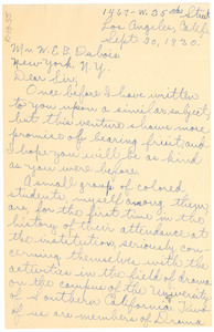 Letter from William H. Houston to W. E. B. Du Bois