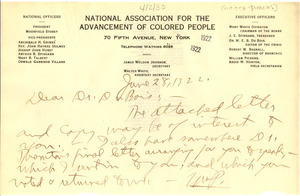Letter from Augustus Granville Dill to W. E. B. Du Bois