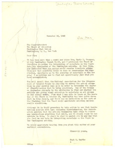 Letter from Hugh H. Smythe to Huntington Public Schools
