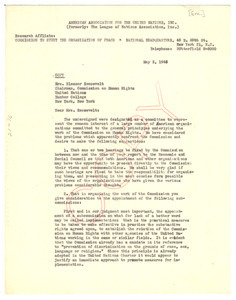 Letter from Commission on Human Rights to Eleanor Roosevelt