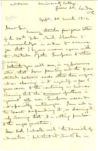 Letter from W. M. Flinders Petrie to W. E. B. Du Bois