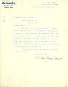 Letter from William Hayes Ward to W. E. B. Du Bois