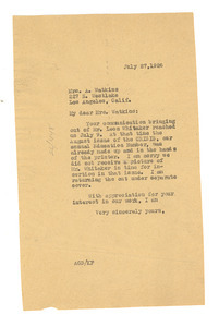 Letter from Crisis to Mrs. A. Watkins