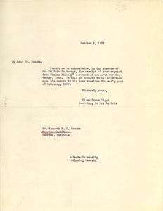 Letter from Ellen Irene Diggs to Kenneth B. M. Crooks