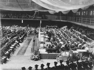 Commencement ceremony in the Physical Education building