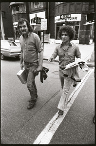 Abbie Hoffman and George Kimball walking on Newbury Street