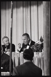 Spiro Agnew speech at the Middlesex Club: Philip Lowe (left) and Agnew (right) eating dinner