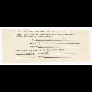 Signed block captain Clean-up Campaign forms - Digital Commonwealth