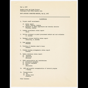 Agenda and attendance list for Host Advisory Committee meeting on May 4, 1965