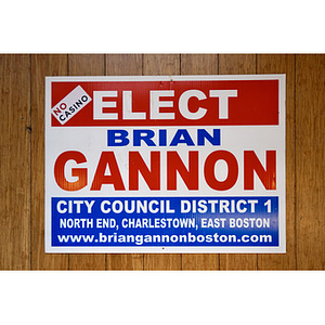 "Elect Brian Gannon City Council District 1" campaign sign
