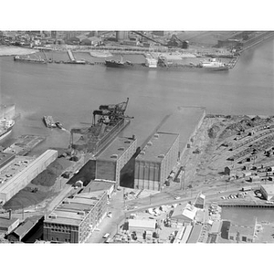 Charlestown, Mystic River, Wiggins Terminal Buildings and the area, Gardner Advertising (client), Boston, MA