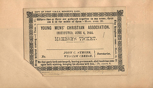 First YMCA Membership Card (June 6, 1844)