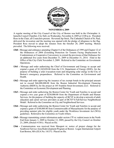 City Council meeting minutes, November 4, 2009