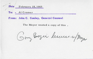 John C. Conley memo to Al Cramer with attached, additions to the 1964 Commonwealth of Massachusetts acts and resolves