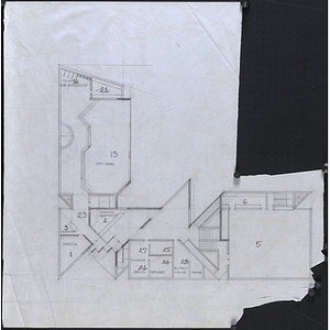 Harriet Tubman House floor plan including toilet, kitchen, daycare, offices, health services, and elderly care area